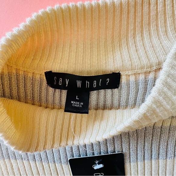 Say What Women’s Ivory and Silver Glitter Striped Knit Dress Size L NWT - Picture 5 of 6